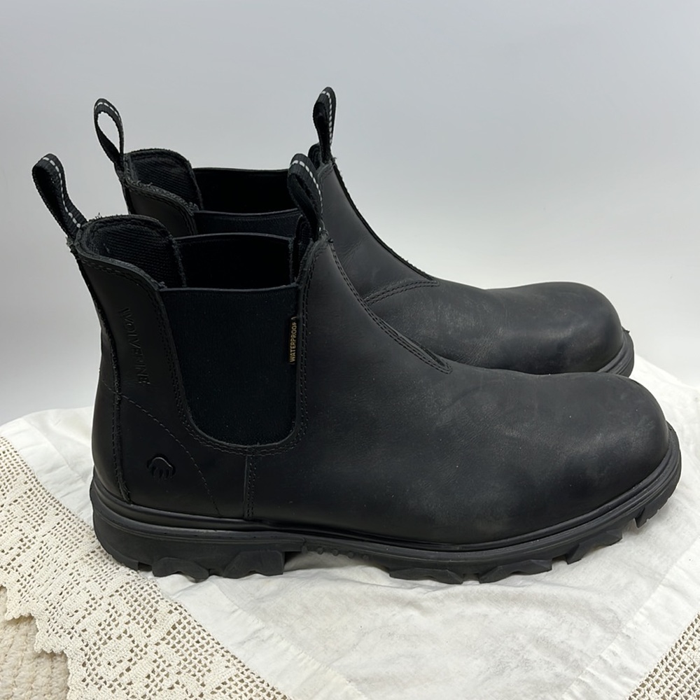 WOLVERINE Black Leather EPX Romeo Safety Toe boots, Size 12 - Picture 3 of 11